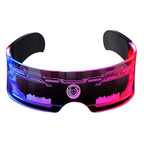 SHINROAD Transparente LED-Brille mit langer Akkulaufzeit, 7 Farben, 12 Modi, blinkende Leuchtbrille für Halloween, Cosplay, Party, Bar, wiederaufladbar, leicht von SHINROAD