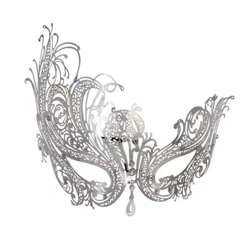 SHINROAD Verstellbare Metallmaske Exquisites Gesichtskissen für Maskerade Karneval Halloween Cosplay Elegantes Kostüm Zubehör Karneval Party Silber B von SHINROAD