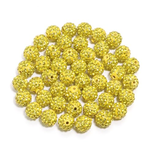 Strassstein-Perlen-Set, schillernde Perlen, 10 mm, Eis-Kollektion, Baseball-Stil, für Schmuck, Gelb, 100 Stück von SHINROAD