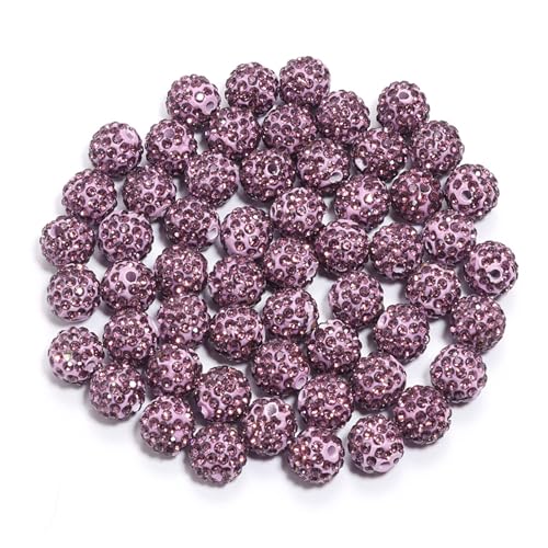 Strassstein-Perlen-Set, schillernde Perlen, 10 mm, Eis-Kollektion, Baseball-Stil, für Schmuck, Lila, 100 Stück von SHINROAD