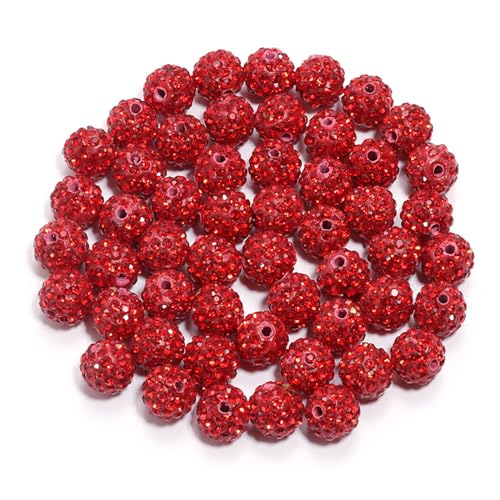 Strassstein-Perlen-Set, schillernde Perlen, 10 mm, Eis-Kollektion, Baseball-Stil, für Schmuck, Rot, 100 Stück von SHINROAD