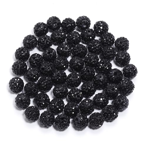 Strassstein-Perlen-Set, schillernde Perlen, 10 mm, Eis-Kollektion, Baseball-Stil, für Schmuck, Schwarz, 100 Stück von SHINROAD