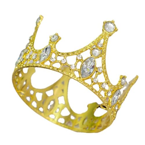 Tortenaufsatz aus Kunstkristall, Dekoration Krone Tiara funkelnd für Hochzeit, Geburtstag, Babyparty, Prinzessinnendekoration, kreative Cupcake-Topper, ausgefallene goldene Dekoration von SHINROAD