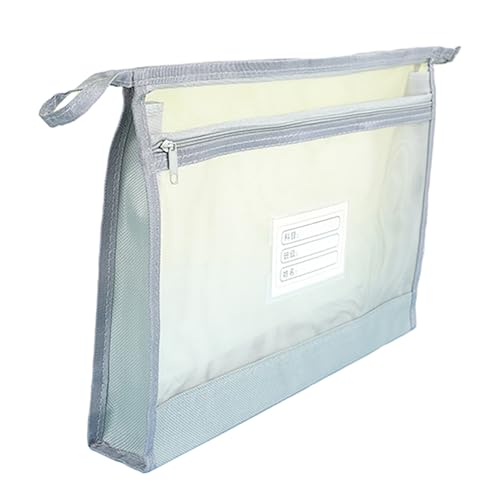 Tragbare Dokumentenaufbewahrung, Dokumententasche, Organizer, doppellagig, Netzstoff, Reißverschluss, transparent, A4, leicht, Halter für Büro, Schule, Reisen, strapazierfähiges Nylon, Grau von SHINROAD