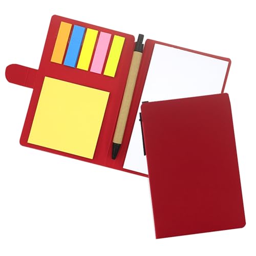 Tragbarer Notizblock zum Aufstecken, Notizblock, Kugelschreiber-Set mit kompakten Haftnotizen, Index-Aufkleber, DIY, Scrapbook, Papier, Notizbuch für Schule, Büro, Rot von SHINROAD