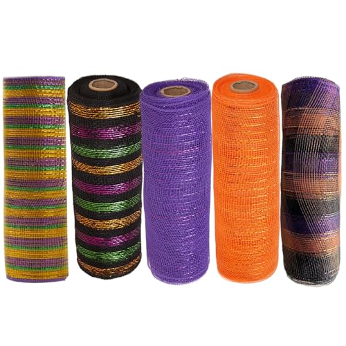 5 Rolls Mesh Ribbon, 10 Zoll x 10 Yard dekoratives Netzband für Kränze, DIY -Deco -Netzrollen für Thanksgiving Halloween Home Party Dekor 5 Rolls Mesh Ribbon, 10 Zoll x 10 Yard dekoratives Netzband für Kränze, DIY -Deco -Netzrollen für Thanksgiving Halloween Home Party Dekor von SHITOOMFE