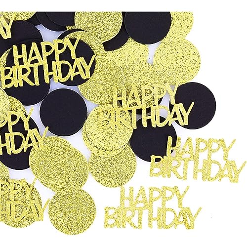 Alles Gute zum Geburtstag Party Konfetti für Tisch Glitter Schwarz und Gold Geburtstagstisch Konfetti für Geburtstagsfeier Tisch Konfetti Dekorationen (100 PCs) Feiertagsbedarf von SHITOOMFE