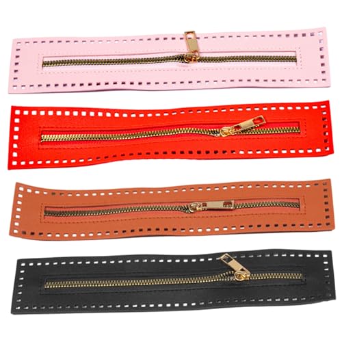 Häkeln Reißverschluss mit Löchern, 4pcs Reißverschlüsse für Taschen und Geldbörsen, 10, 6 x 2, 4 Zoll glattes PU -Leder -Häkeln mit Löchern, Nähbedarf für DIY, Jeans, Kunsthandwerk von SHITOOMFE