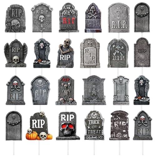 Halloween Cupcake Toppers 24pcs Gürtelte Grabstein Cupcake Toppers Friedhof Halloween Kuchen Dekorationen Vorspeise Picks für Partyzubehör Halloween Cupcake Toppers 24pcs Gürtelte Grabstein Cupcake Toppers Friedhof Halloween Kuchen Dekorationen Vorspeise Picks für Partyzubehör von SHITOOMFE