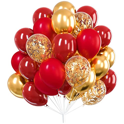 Rote und goldene Luftballons, 30 PCs Luftballons rote Luftballons, goldene Glitzerballons für rote und goldene Partydekorationen, Partydekorationen Rot und Gold 10 Zoll; 3d Weihnachten von SHITOOMFE