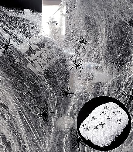 SHIYOUO Halloween Spinnennetz Deko, 200g weiße Baumwolle mit 50 Spinnen Halloween Spinnennetz Spinnennetz Deko Halloween Deko Kit für Halloween Party Deko SHIYOUO Halloween Spinnennetz Deko, 200g weiße Baumwolle mit 50 Spinnen Halloween Spinnennetz Spinnennetz Deko Halloween Deko Kit für Halloween Party Deko von SHIYOUO