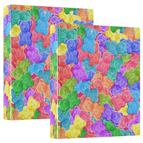 Bunte süße Geleebären, runde Ringbücher, Gummibonbons, 3,8 cm, 3-Ringbuch mit Klemmbrett, hält 200 Blatt, Büro, Zuhause, Schule von SHJI