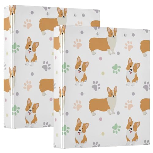 Corgi Ringbuch mit Pfotenmuster, rund, 3,8 cm, 3-Ringbuch mit Klemmbrett, hält 200 Blatt, Büro, Zuhause, Schule Corgi Ringbuch mit Pfotenmuster, rund, 3,8 cm, 3-Ringbuch mit Klemmbrett, hält 200 Blatt, Büro, Zuhause, Schule von SHJI