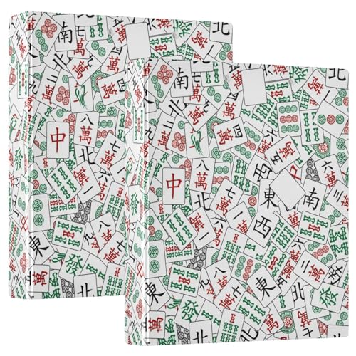 Mahjong Fliesen-Ringbuch, rund, 3,8 cm, 3-Ringbuch mit Klemmbrett, hält 200 Blatt, Büro, Zuhause, Schule von SHJI