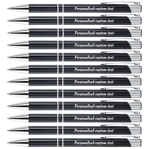 Personalisierte Kugelschreiber mit graviertem Namen, Individuelle Metall-Kugelschreiber mit Text, Nachricht, Geschenkkugelschreiber für Büro, Schule, Hochzeiten, Weihnachten, Schwarze Tinte, 12 Stück Personalisierte Kugelschreiber mit graviertem Namen, Individuelle Metall-Kugelschreiber mit Text, Nachricht, Geschenkkugelschreiber für Büro, Schule, Hochzeiten, Weihnachten, Schwarze Tinte, 12 Stück von SHKINETARRY