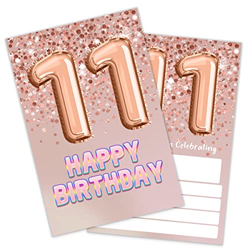 Einladung 11 Geburtstag Rose Gold Glitzer Geburtstag Party, 11 Geburtstag Einladung für Mädchen, Party Feier, Geburtstag Party Supplies (20 Einladungen + Umschläge) von SHLINCO