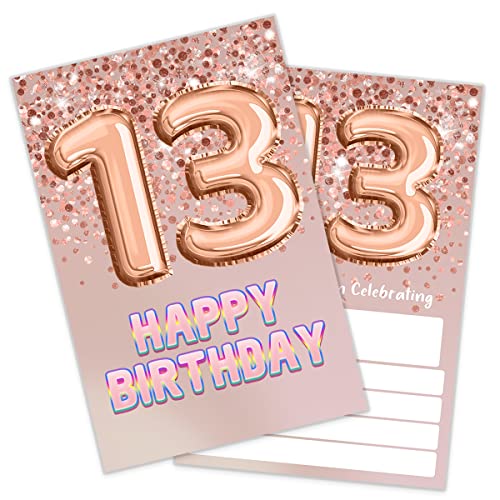 Einladung 13 Geburtstag Rose Gold Glitzer Geburtstag Party, 13 Geburtstag Einladung für Mädchen, Party Feier, Geburtstag Party Supplies (20 Einladungen + Umschläge) von SHLINCO