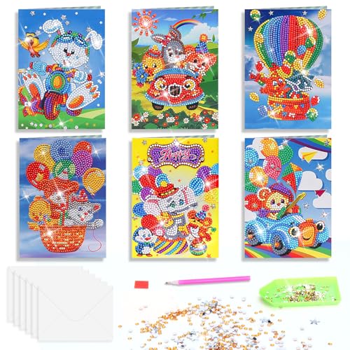 Grußkarten 6er Set 5D Diamond Painting Deko Grußkarte Klappkarten mit Umschlag, Postkarte Geschenke für kinder, Postkarte für Geburtstag Tag des Kindes Weihnachtstag Grußkarten 6er Set 5D Diamond Painting Deko Grußkarte Klappkarten mit Umschlag, Postkarte Geschenke für kinder, Postkarte für Geburtstag Tag des Kindes Weihnachtstag von SHMSHNG