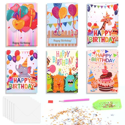 SHMSHNG Geburtstagskarte,6er Set Happy Birthday Geburtstag, DIY Geburtstagskarten, 5D Diamond Painting Deko Geburtstag Glückwunschkarten für Frau Männer Kinder SHMSHNG Geburtstagskarte,6er Set Happy Birthday Geburtstag, DIY Geburtstagskarten, 5D Diamond Painting Deko Geburtstag Glückwunschkarten für Frau Männer Kinder von SHMSHNG