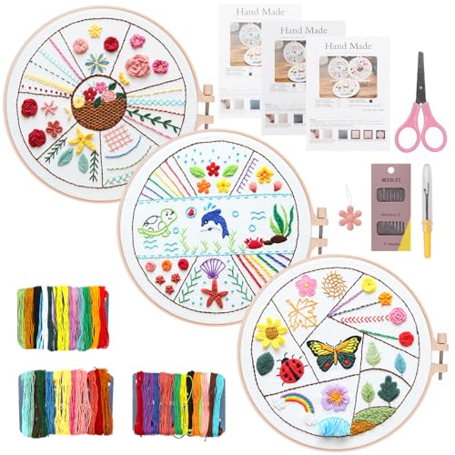 SHMSHNG Sticken für Anfänger, Sticken Set Erwachsene, Tiere Blümchenmuster Kreuzstich Set Vorgedruckt, 1 Stickrahmen, 3 Sticken, Farbfäden und Werkzeuge, für DIY Kunst Handwerk Nähen SHMSHNG Sticken für Anfänger, Sticken Set Erwachsene, Tiere Blümchenmuster Kreuzstich Set Vorgedruckt, 1 Stickrahmen, 3 Sticken, Farbfäden und Werkzeuge, für DIY Kunst Handwerk Nähen von SHMSHNG