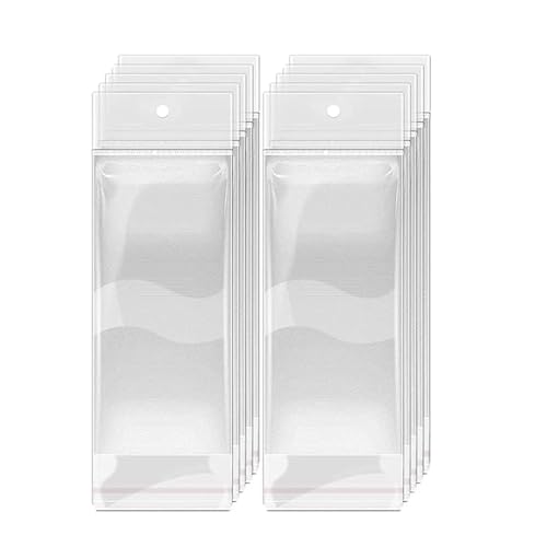 SHOLIFAS Lange transparente Verpackungsbeutel mit Loch zum Aufhängen, 300 Stück, wiederverschließbar, selbstverschließend, zum Verpacken von Geschenken, Schlüsselanhänger, Schmuck, Ohrringen, von SHOLIFAS