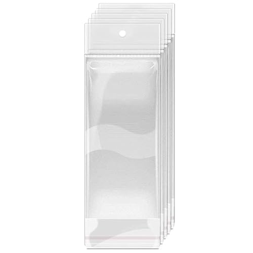 SHOLIFAS Lange transparente Verpackungsbeutel mit Loch zum Aufhängen, wiederverschließbar, selbstverschließend, zum Verpacken von Geschenken, Schlüsselanhänger, Schmuck, Ohrringen, Halsketten, 300 von SHOLIFAS