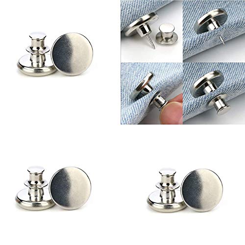 SHONCO No Sew Instant-Knöpfe,17mm Hosen Ersatz Knöpfe,Ersatz Jean Buttons,Abnehmbarer Metallknopf zum Erweitern oder Reduzieren der Hosengröße (silber,3Stück) von SHONCO