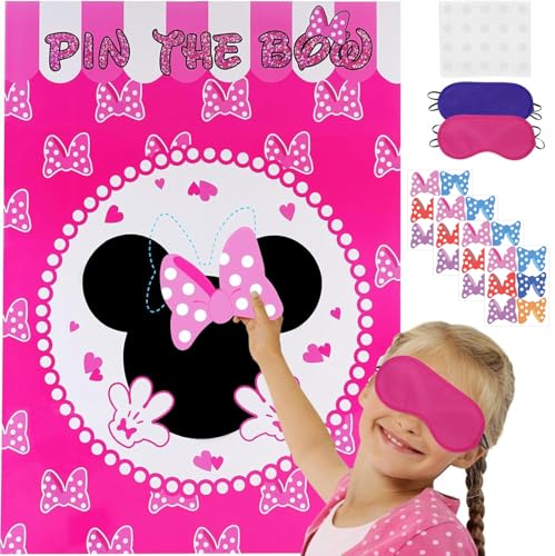 SHONHONG Niedliche Maus-Geburtstagsparty-Dekoration, rosa Maus, Augenmasken, gepunktetes Klebeband, großes Poster mit 24 Schleifen-Aufklebern für Geburtstagsgeschenke SHONHONG Niedliche Maus-Geburtstagsparty-Dekoration, rosa Maus, Augenmasken, gepunktetes Klebeband, großes Poster mit 24 Schleifen-Aufklebern für Geburtstagsgeschenke von SHONHONG