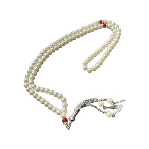 SHOOYIO Muslimische Gebetsperle, 6 mm, 99 natürliche Perlen, Tasbih-Rosenkranz-Perlen, islamischer betender Anhänger mit Quasten, Religion, Ramadan von SHOOYIO