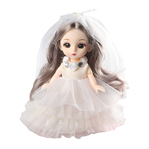 SHOOYIO Weißes Wunderschönes Langes Hochzeitskleid Prinzessinnenkleid Kleidung Mit Schleier Für Mädchenpuppen Kindergeburtstag Babys Zum Spielen Für Puppen Dinosaurier von SHOOYIO