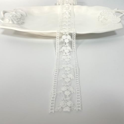 4,5 m langes florales Spitzenband, zarte Gänseblümchen-Spitzenborte für Hochzeitskleider, Bastelarbeiten, Kleidung und Vorhangverzierungen (weiß) von SHOPDP