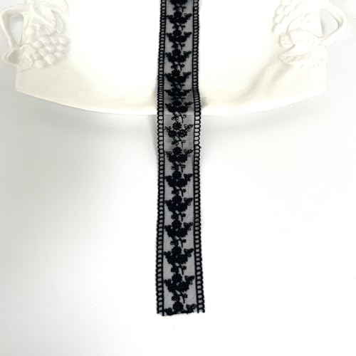 Spitzenband mit Blumenmuster, zarte Gänseblümchen-Spitzenborte für Hochzeitskleider, Bastelarbeiten, Kleidung und Vorhangverzierungen (schwarz), 4,5 m von SHOPDP