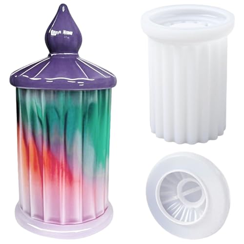 SHOSKY Epoxidharz-Form mit Deckel, Glas-Silikonformen für Epoxidharzguss, Formen für selbstgemachte Kerzenhalter, Schmuck-Ornamente, Stifthalter, Blumentöpfe, Süßigkeitenbehälter, Heimdekoration von SHOSKY
