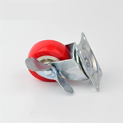 Rotes 2-Zoll-Möbellenkrad mit Bremse aus PU-Stummschaltung, leichte Lenkrolle for Tisch, Stuhl, Kleiderschrank, Möbelbeschläge, 2 Stück Rollen von SHOUKAII