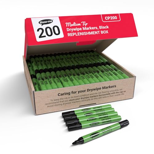 Whiteboard-Marker, Schwarz, Spitze mittel, 200 Stück Whiteboard-Marker, Schwarz, Spitze mittel, 200 Stück von SHOW-ME