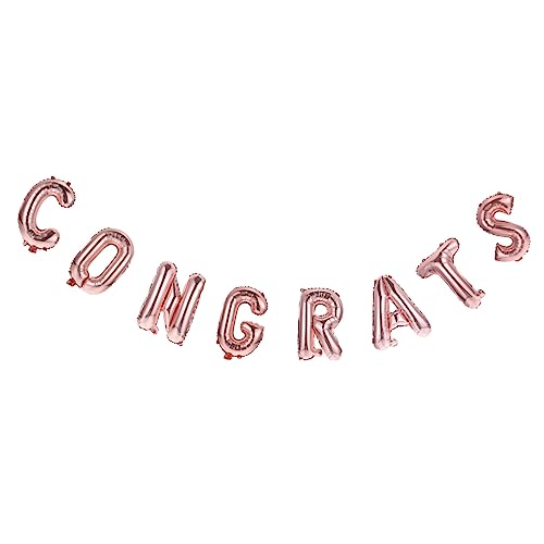 SHOWERORO 1 Satz Glückwunsch Ballon Abschlussballondekoration Abschlussszenendekore Rosegoldene Girlande Goldene Buchstabenballons Dekoratives Ballondekor Grad Rose Gold Aluminiumfolie von SHOWERORO