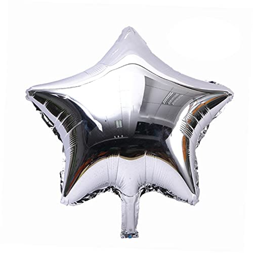 SHOWERORO 10 Stück 18 Luftballons für Hochzeitsfeiern, silberfarbener Stern-Ballon, Buchstaben-Ballon, schwebender Aluminium-Ballon, Helium-Ballon, Pentagramm-Ballon, Buchstabenballons, Metall, von SHOWERORO