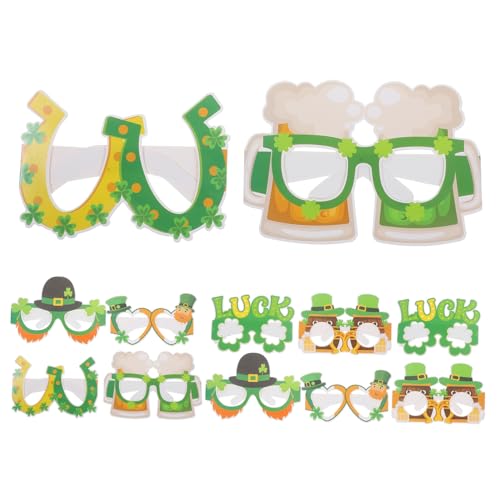 SHOWERORO 12 Stück Teiliges St Patrick's Day Papierbrillen Set Leichte Irische Partybrillen mit Kleeblatt Festliche Kostümaccessoires für Erwachsene als Party Deko und Fotorequisiten von SHOWERORO