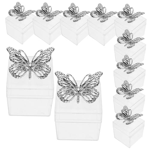 SHOWERORO 12 Stück Transparente Schmetterlings Partyboxen Plastik Süßigkeitenbehälter mit Electroplattiertem Deckel für Hochzeiten Babypartys Geburtstage und Besondere Feiern SHOWERORO 12 Stück Transparente Schmetterlings Partyboxen Plastik Süßigkeitenbehälter mit Electroplattiertem Deckel für Hochzeiten Babypartys Geburtstage und Besondere Feiern von SHOWERORO