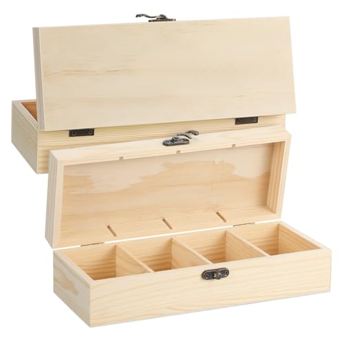 SHOWERORO 2 Kleine Holzkisten mit Fächern Holz Rustikaler Organizer für Karten und Kleinteile Diy Aufbewahrungsbox für Kreativen Arbeitsplatz und Küchendekor von SHOWERORO