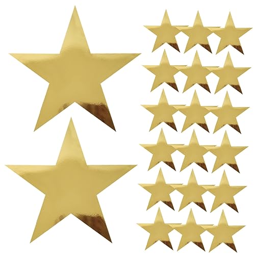 SHOWERORO 20 Stück Teiliges Papier Goldene Fünf Punkte Sterne Dekorationen mit Schreibfläche Party Fotorequisiten für Hochzeit Geburtstag Shower Festliche von SHOWERORO