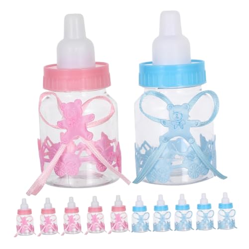 SHOWERORO 24 Stück Teiliges Babyflaschen Candy Boxen aus Transparentem Kunststoff Wiederbefüllbare Süßigkeitenboxen für Babyparty Leicht Robust mit Schleife für Geburtstags und Shower SHOWERORO 24 Stück Teiliges Babyflaschen Candy Boxen aus Transparentem Kunststoff Wiederbefüllbare Süßigkeitenboxen für Babyparty Leicht Robust mit Schleife für Geburtstags und Shower von SHOWERORO