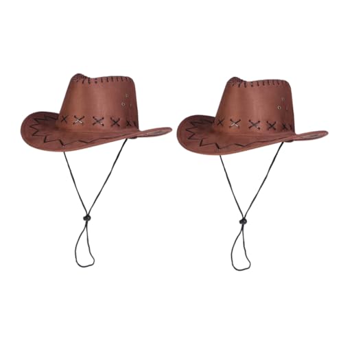 SHOWERORO 2st Deckel Westlicher Strohhut Landhut Grüner Hut Cowboyhüte Cowboyhuthalter Cowboyhut Für Cowboyhut Aus Stroh Cowboyhut Männer Kaviarhut Kappe Cowgirl-hut Brown Polyester von SHOWERORO