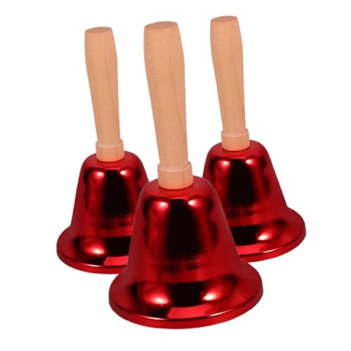 SHOWERORO 3 Stück Handglocke Teiliges aus Metall mit Holzgriff Lauter Signalton für Service Klassenzimmer und Seniorensicherheit Tragbar und Robust für Restaurant Hotel und Zuhause von SHOWERORO