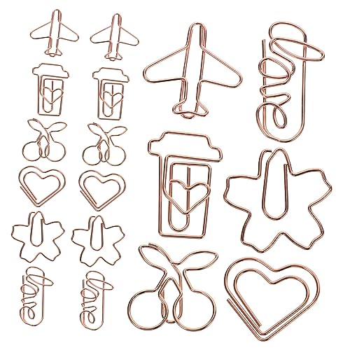 SHOWERORO 30Stücke Kreative Metallpapierklammern Dekorative Clips Roségold Starke Klemmkraft Vielseitig Einsetzbar Für Büro Schule Und Zuhause Leicht Und Platzsparend von SHOWERORO