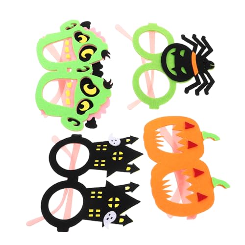 SHOWERORO 4 Stück Halloween Neonbrillen für Leuchtenden Kürbis und Spinnenmotiven Auffällige Partybrillen für Halloween Kostüm und Foto Requisiten Bequem und Leicht für Festdekorationen von SHOWERORO