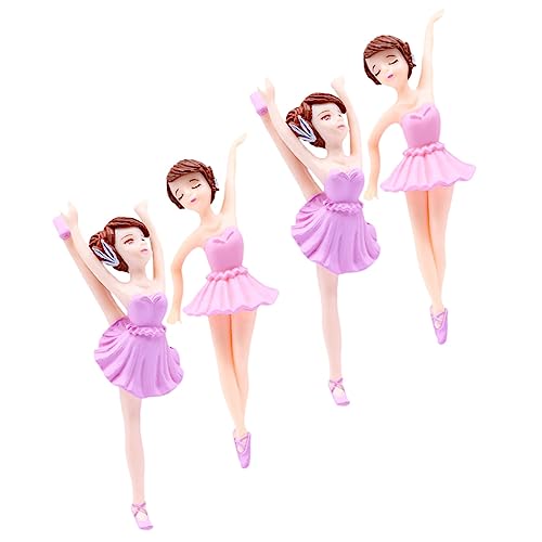 SHOWERORO 4 Stück Tanzende Mädchen Figuren Mädchen Figuren Mädchen Miniatur Ballett Mädchen Skulptur Mädchen Figur Cupcake Dekoration Cupcake Topper Mädchen Figur Kuchendekoration von SHOWERORO