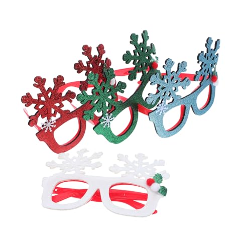 SHOWERORO 4 Stück Teiliges Weihnachts Partybrillen mit Glitzernden Schneeflockenrahmen Festliche Brillen für Weihnachtsdekorationen und Foto Requisiten Bunte Weihnachts Glitzer Partybrillen von SHOWERORO