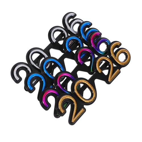SHOWERORO 4 Stück Teiliges Zahlenbrillen Bunte Glitzerpartybrillen Lustige Neujahrs Sonnenbrillen für Silvester Abschlussfeier Fotorequisiten Leichte Bequeme Passform von SHOWERORO
