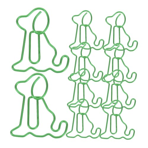 SHOWERORO 50 Stück Niedliche Büroklammer Büroklammern in Hundeform Büroklammer Tierisches Lesezeichen Ästhetische Büroklammern Lesezeichen-clips Büroklammern Gefärbt Green Metall von SHOWERORO